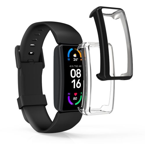 Комплект от 2 калъфа Kwmobile за Fitbit Inspire 3/Inspire 2/Ace 3, силиконови, прозрачни/черни, 53870.05